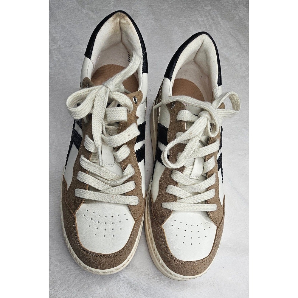 Yellow Box Oculus Sneakers Size 8 White Tan Black Chevron Platform Trainers